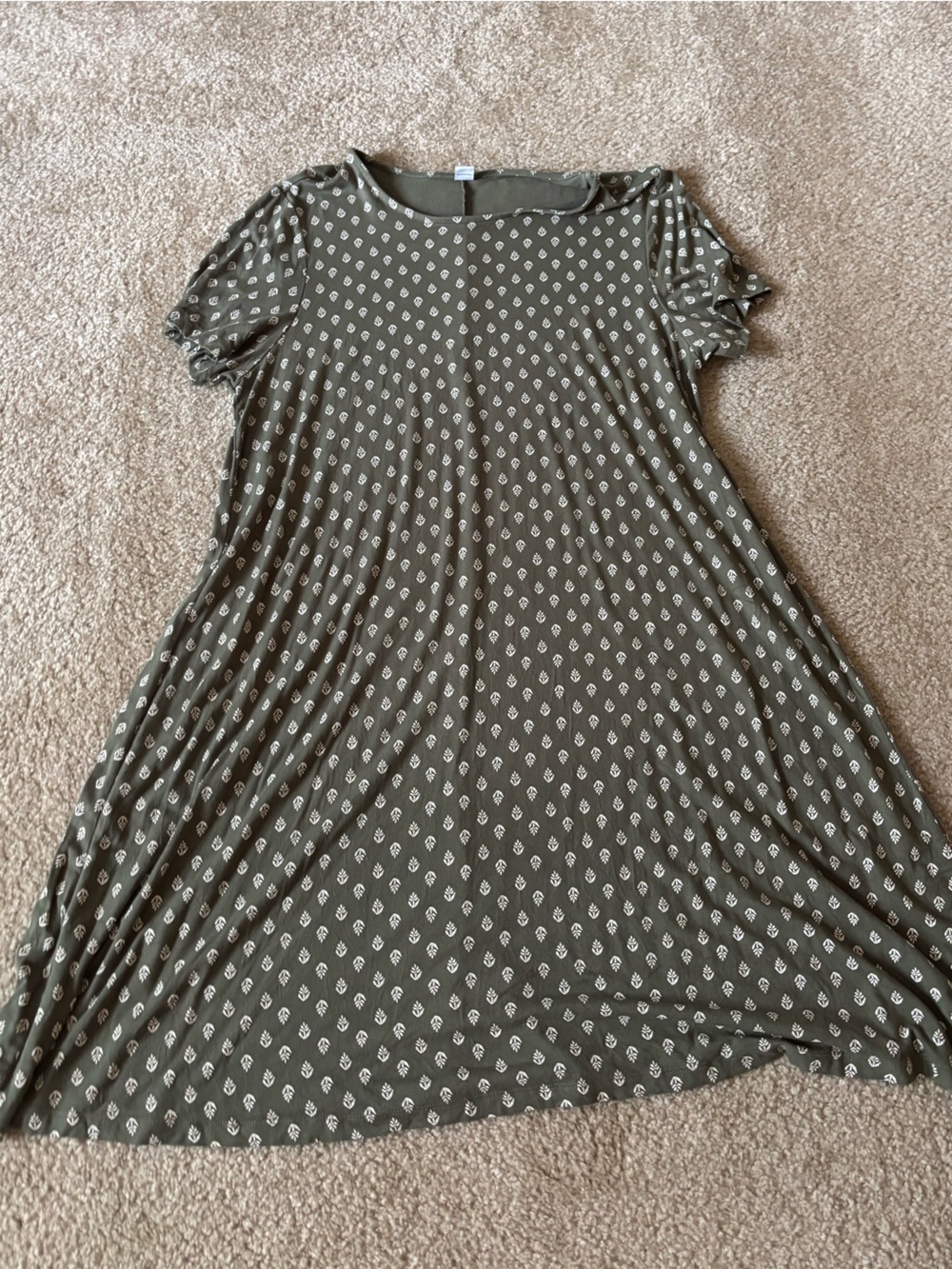Old Navy Olive Green Printed Top with White Motif